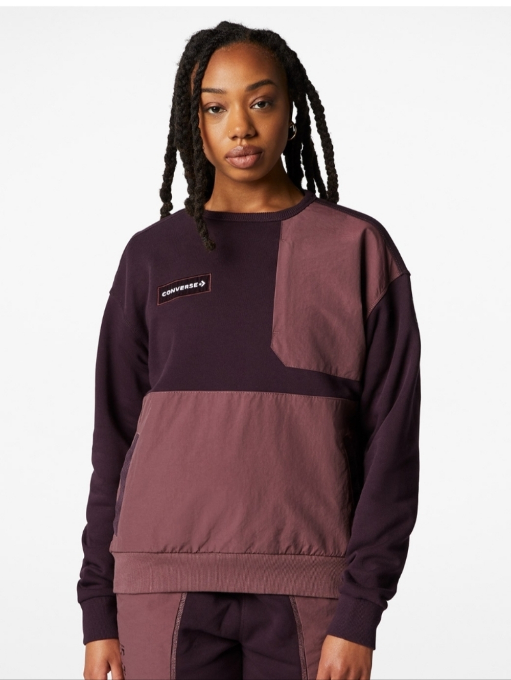 Converse Two-Tone Purple Burgundy Crewneck Sweater